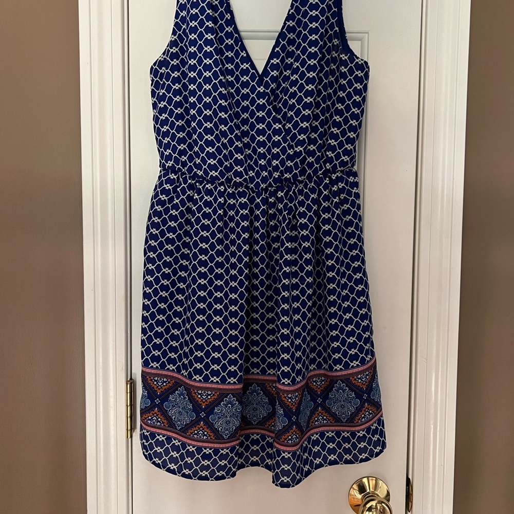 Royal blue mini dress with pattern